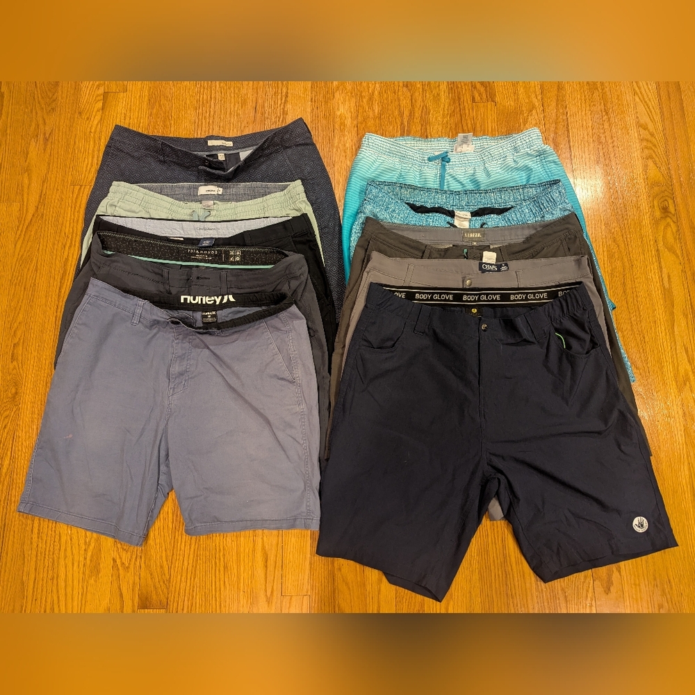 Bundle: 10 Men's Shorts & Swimwear – Size 38/XL – Hurley, Body Glove, CK & more!